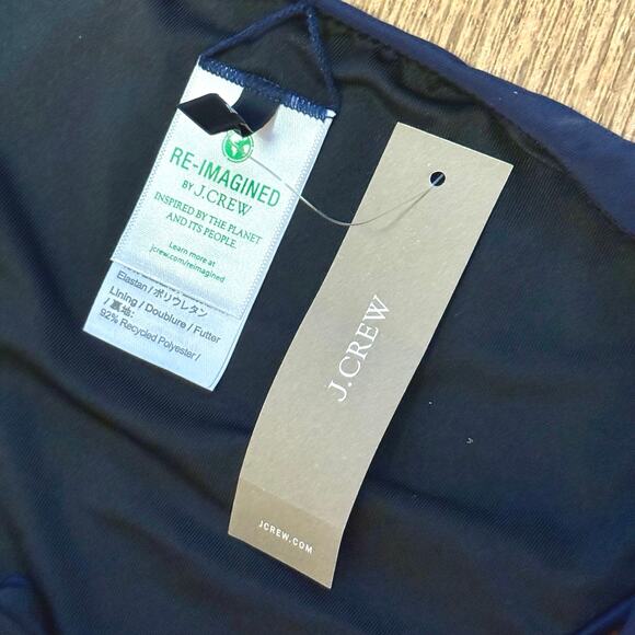 J. Crew Navy Blue Curved Waist Cheeky Bikini Bottom Size Medium - Picture 6 of 7